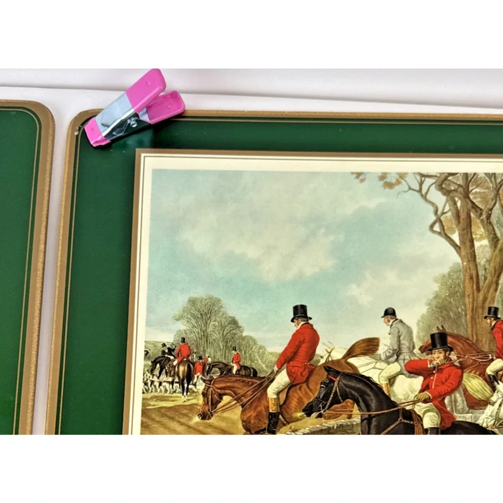 4 Fox Hunting Placemats English Countryside Equestrian Table old world manor